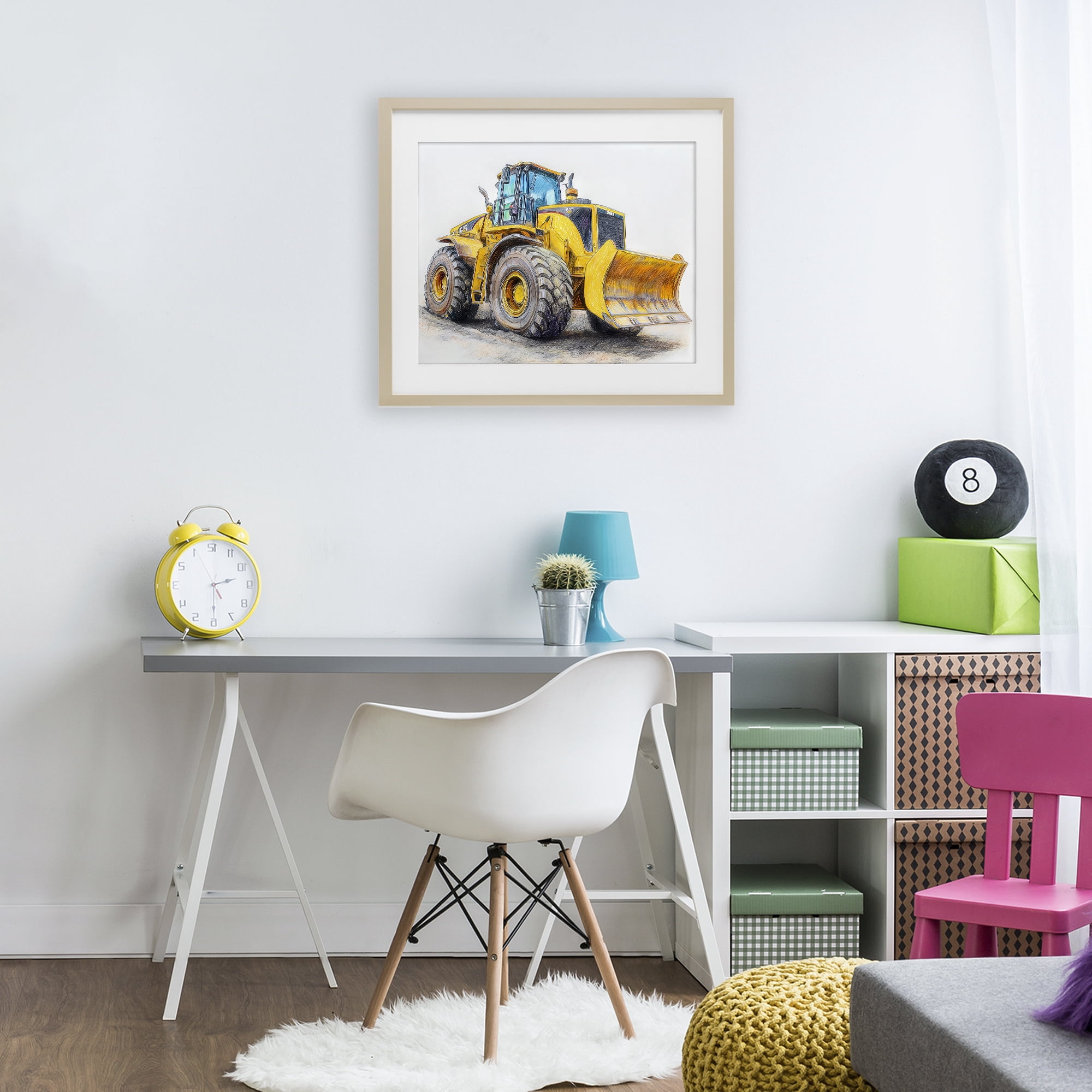 Stupell Industries Industrial Excavator Drawing Birch Framed Print Under Glass, design by Steve Hunziker