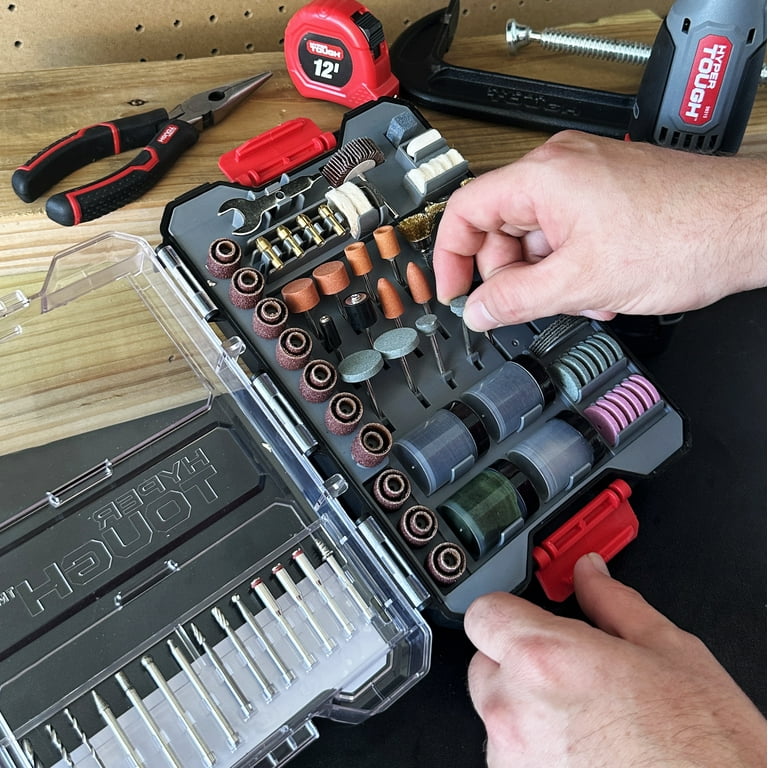 Hyper Tough Rotary Accessory Kit 200 Pieces in Click Fit Case for