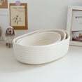 thumbnail image 2 of Small Woven Basket for Organizing, Small Rope Basket for Toy Cotton Round Storage Kids Baby Dog Cat Gifts, 9.1 x 5.1 x 2.8 Inch, 2 of 9