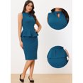 thumbnail image 2 of DARING DIVA Mock Neck Peplum Pencil Sheath Dress S Lake Blue, 2 of 5