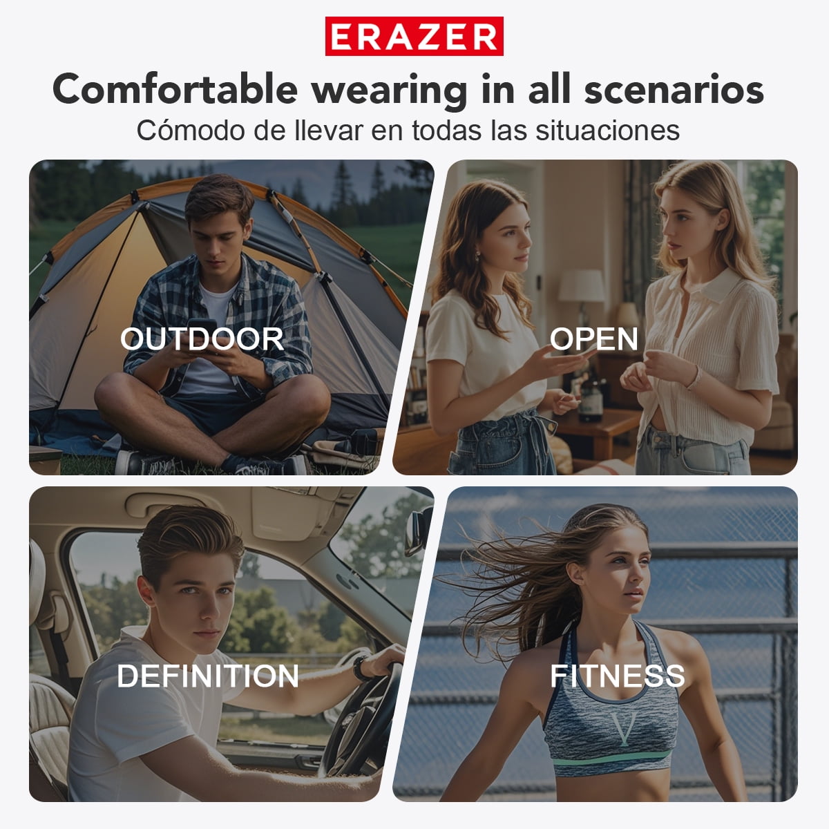 ERAZER XT66PRO Wireless Bluetooth 5.4 Open-Ear Earbuds, Earhook Headphones with 40H Playtime, IPX5 Waterproof for Sports & Work, Black + Earbud Case