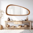 WallBeyond Irregular Natural Wood Frame Wall Mirror for Bathroom ...