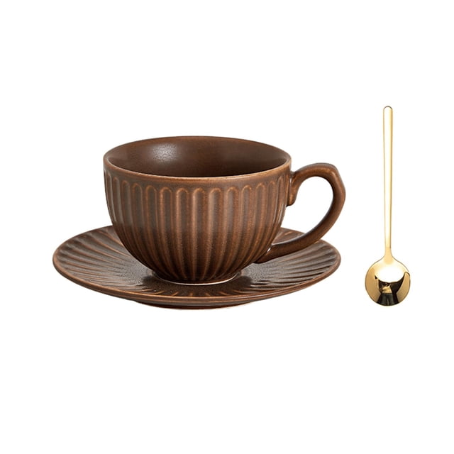 Taza de café Vintage, juego de tazas de flores de cerámica for el hogar, juego de tazas de té de la tarde for lavar a mano con leche