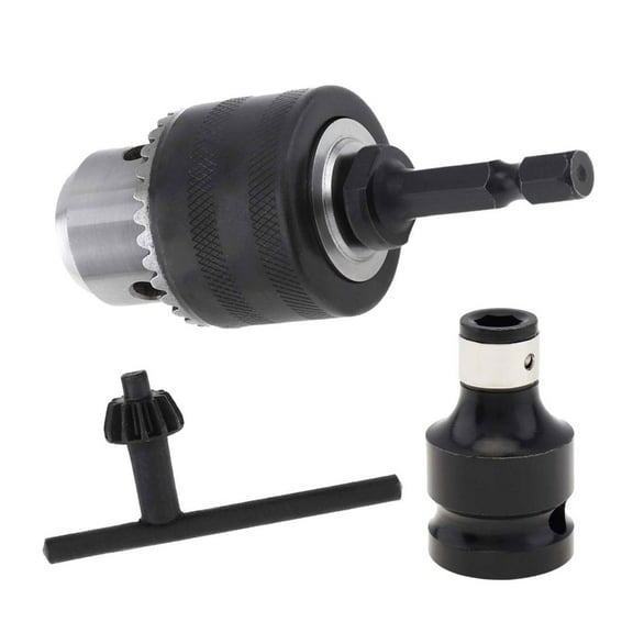 3/8” Drill Chuck Adapter with Chuck Key 1/2 Inch Female Adapter for Air Impact