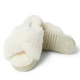 thumbnail image 2 of Fireside By Dearfoams Women's New Castle Genuine Shearling Cross Band Fuzzy Slide Slipper, 2 of 6