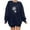 Navy, variant on Women's Floral Print Crewneck Sweatshirt, Long Sleeve Oversized Pullover Top with a Fashionable Pattern for Street Style Pink XXL