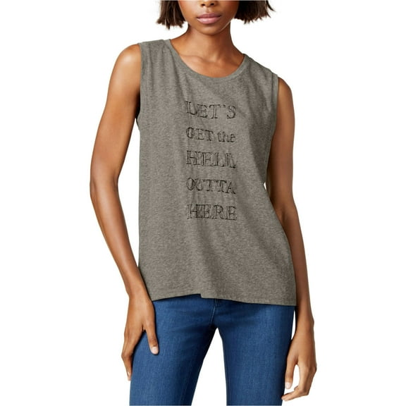 Rachel Rachel Roy Womens Outta Here Graphic Heathered Tank Top Gray XS