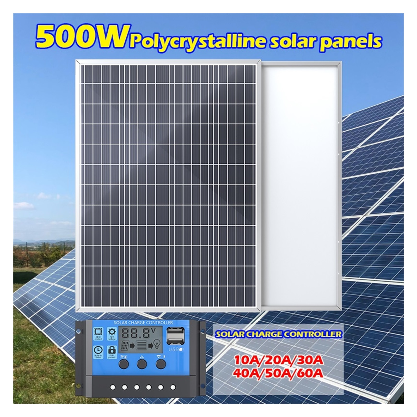 Solar panel 500W 1000W Solar Panel Kit 12V Polycrystalline Power Portable Power generation system