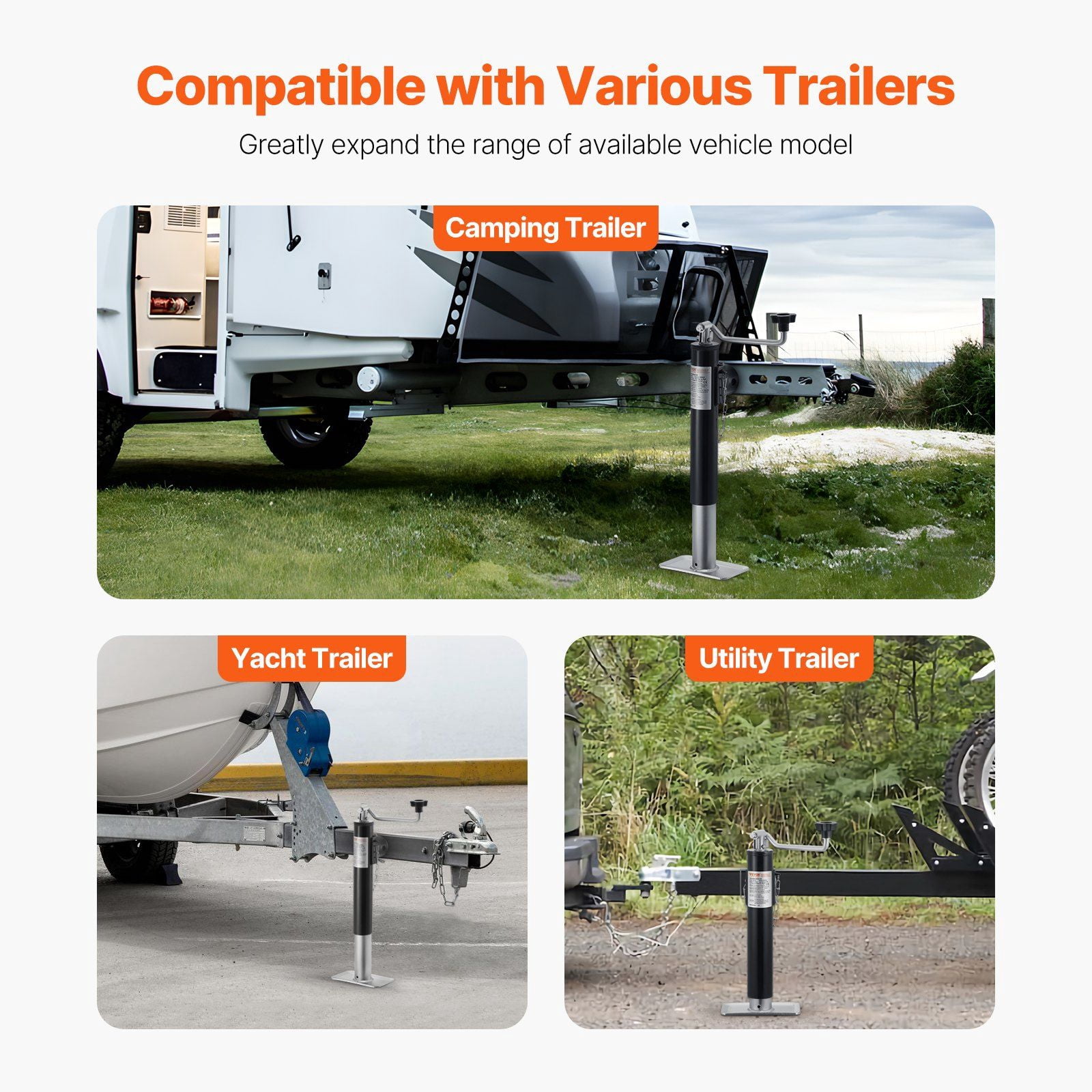 2000 lbs Dynamic Load Capacity Weld On Pipe Mount Swivel Trailer Jack 10 Inch Lift Trailer Jack Stand with Handle for RV Horse Utility and Yacht Trailers