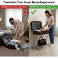 thumbnail image 2 of Double-Tier Luggage Rack for Guest Room By USTech – Chrome Foldable Suitcase Stand with Straps, Easy Self-Assembly, Heavy-Duty Metal Frame for Bedroom, Hotel & Closet Storage, 2 of 7