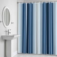 thumbnail image 5 of Minimalist Shower Curtain for Bathroom Decor, Country Dark Blue Gradient Stripe Waterproof Fabric Shower Curtain, 72"x78" Set with 12 Hooks, 5 of 9