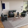 thumbnail image 2 of LAZZO Accent Chair, Linen Upholstered Armchair for Living Room, Bedroom and Apartment, Dark Gray, 2 of 9