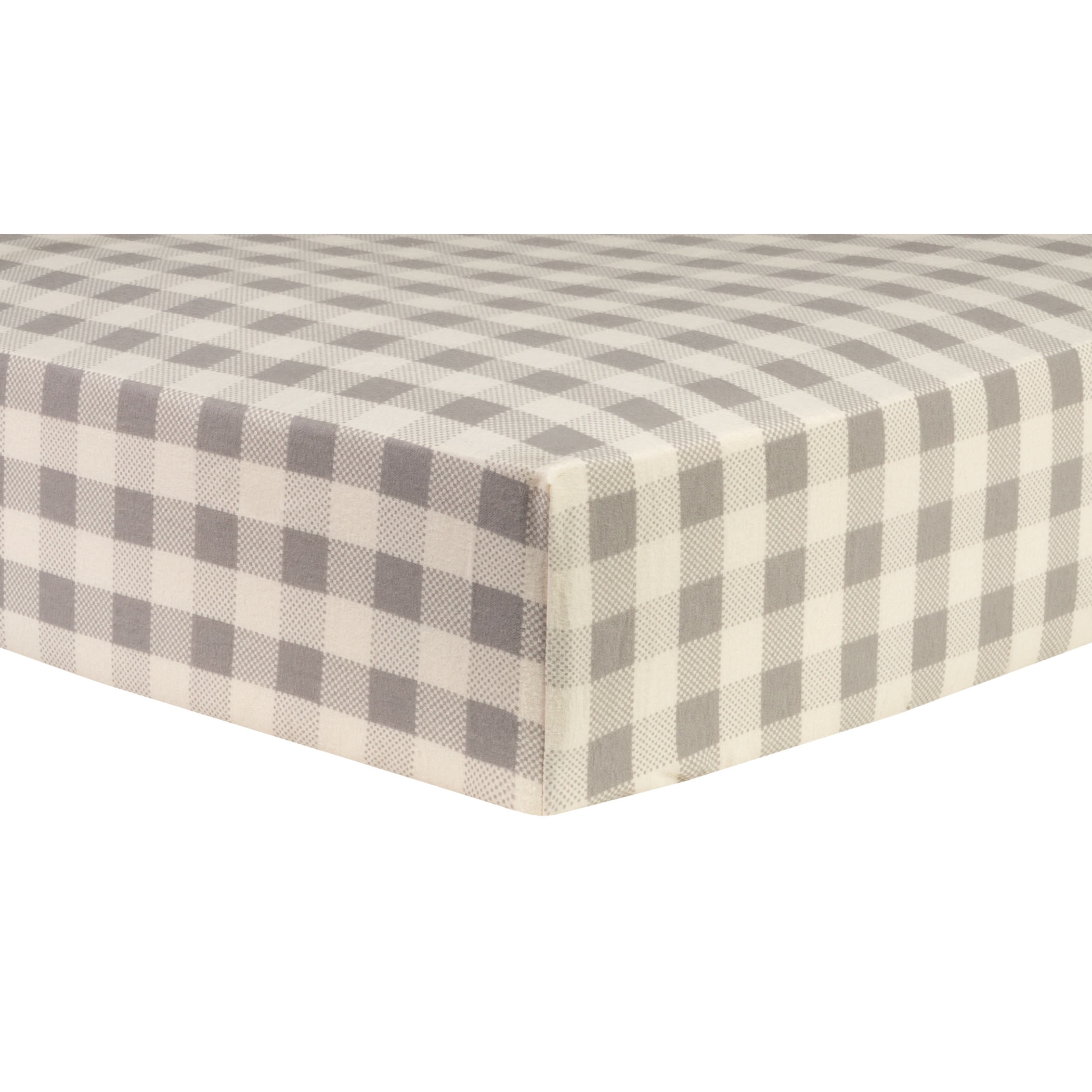 Gray and Cream Buffalo Check Deluxe Flannel Fitted Crib Sheet