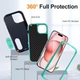 thumbnail image 3 of SaniMore for iPhone 15 Hybird Case, [Tempered Glass Screen Protector] Rugged PC Back Shockproof TPU Shell Hidden Kickstand Drop Resistant Anti-slip Heavy Duty Protective Cover, D-Darkvblue/Cyan, 3 of 9