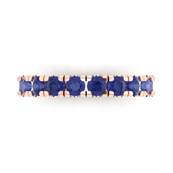 1 ctw Wedding Band for Women - 18K Rose Gold Simulated Tanzanite Stackable Eternity Ring