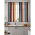 thumbnail image 4 of Vintage Color Stripes Sheer Curtains 72 Inch Long 2 Panels, Orange Green Blue Striped Retro Line Light Filtering Rod Pocket Semi Sheer Curtains, Sheer Voile Drapes for Living Room Bedroom, 52"x72", 4 of 5
