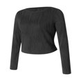 thumbnail image 3 of PENGXIANG Womenacute;S Chemise de Mode Col Rond à Manches Longues T-shirt à Manches Courtes en Trois Dimensions Texturé, 3 of 7