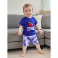 thumbnail image 5 of BemeyourBBs Toddler Baby Boy Back to School Outfit Baby First Day of School Kindergarten Outfit Baby Boy Summer Clothes Apple Embroidery Short Sleeve T Shirt and Plaid Shorts 2 Pcs Set, 5 of 9