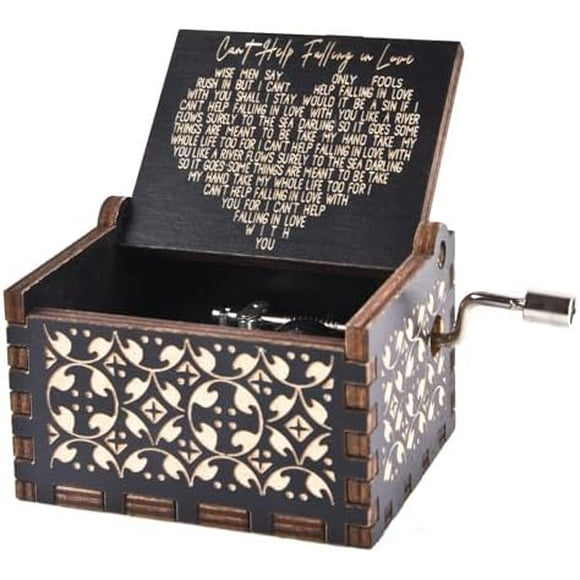 yeuweold Can't Help Falling in Love Wood Music Box, Antique Engraved Musical Boxes Case for Love One Wooden Music Box - Gifts for Lover, Boyfriend, Girlfriend, Husband