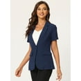 thumbnail image 2 of Chaqueta de traje de oficina con 1 botón y manga corta para mujer Azul Oscuro M, 2 of 5