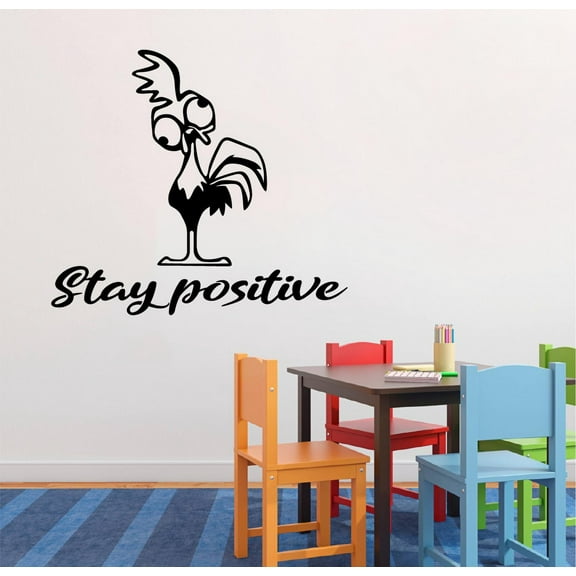 Stay Positive Cute Little Hei Hei Moana Disney Movie Character Silhouette Vinyl Wall Art Wall Sticker Wall Decal Home Kids Room Study Room Boys Girls Wall Décoration Design Wall Décor Size(18x20 inch)