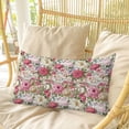 thumbnail image 4 of Pink Spring Floral Pillow Covers, Linen Long Throw Pillow Case, Vintage Summer Botanical Holiday Pillow Protector Decorative Cushion Cover for Living Room/Bedroom 20" x 36", 4 of 8