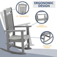 thumbnail image 6 of FOOWIN Patio Slat Rocking Chair Set of 2, HDPE Plastic Weather Resistant Porch Rocker, Light Gray, 6 of 10