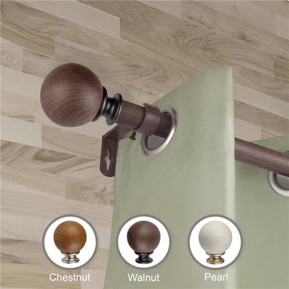Central Design W100-43-28W2 1 in. Dia. Erna Faux Wood Curtain Rod, Dark Walnut - 28-48 in.