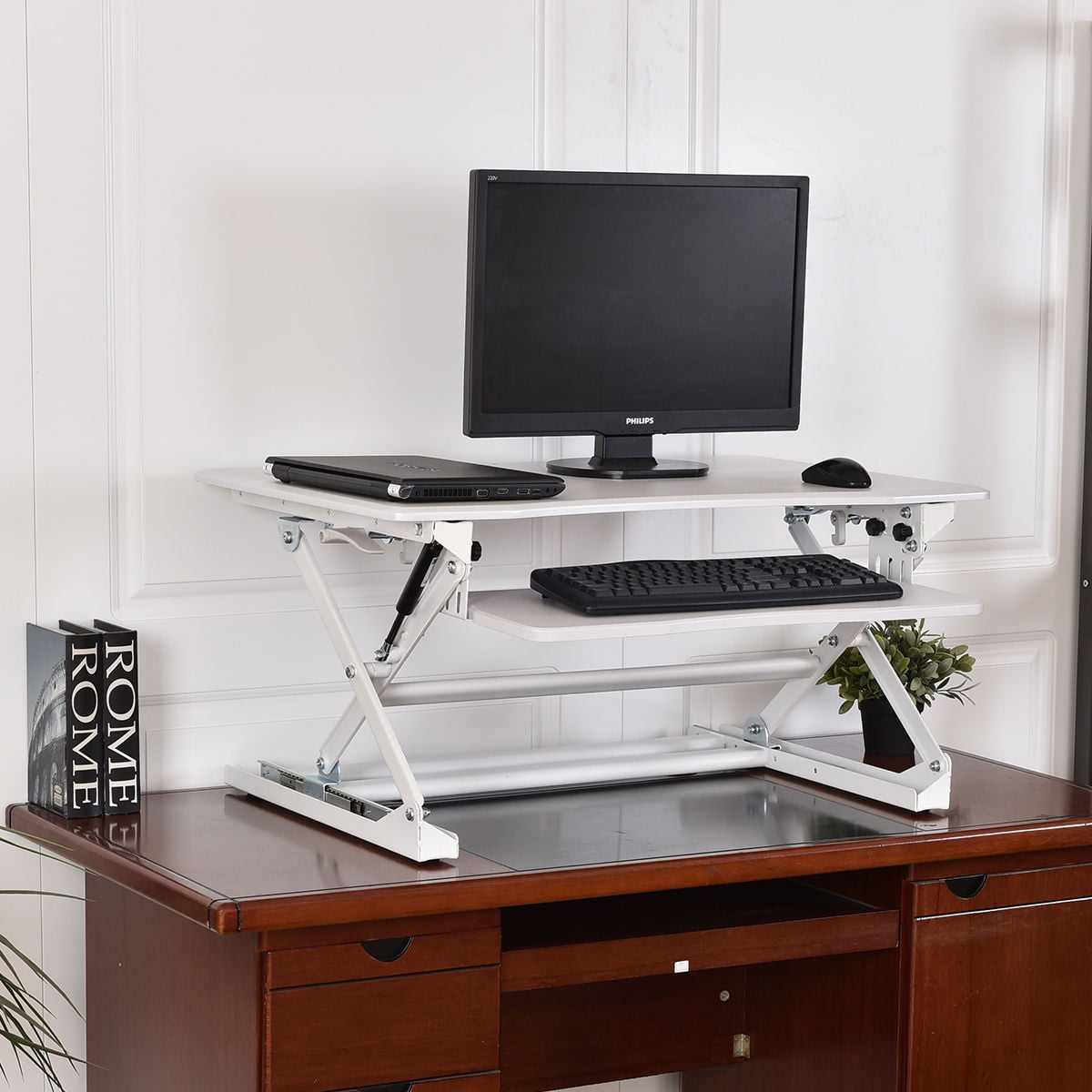 Height Adjustable Computer Desk Sit Stand Desktop Workstation Home