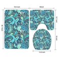 thumbnail image 3 of Blue Paisley and Floral Pattern Bathroom Rugs Sets 3 Piece,Toilet Cover Set,Absorbent Non Slip Bathroom Mats Sets with U-Shaped Contour Rug Toilet Rug Set, 3 of 5