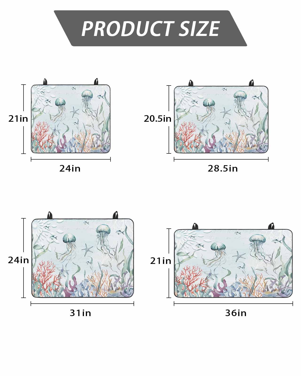 Stove Top Covers for Electric Stove, Green Jellyfish Coastal Glass Stovetop Cover Protector, Summer Beach Coral Starfish Nautical Induction Cooktop Protector Oven Mat for Kitchen Countertop 24"x21"
