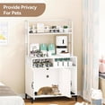 thumbnail image 3 of Shininglove Wood Cat Litter Box Enclosure Furniture with Shelf Storage & Cat Litter Mat, White, 3 of 6