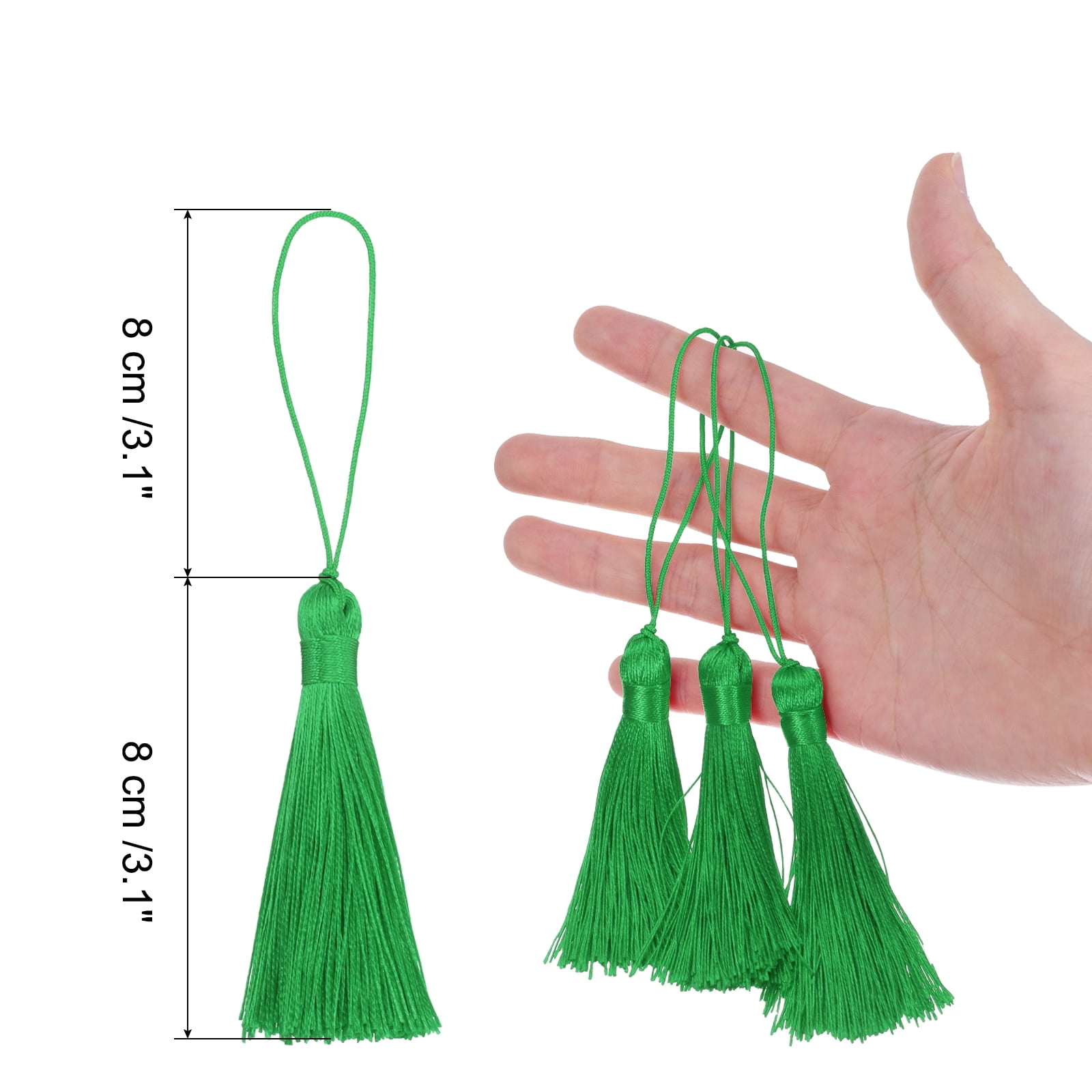 Unique Bargains Mini Bookmark Tassels Handmade Floss Craft for Jewelry Making Green