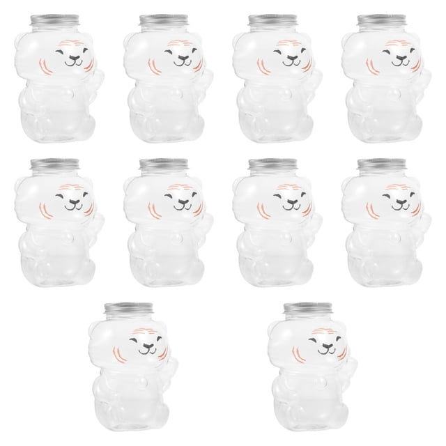 10 Botellas de Jugo Vacías con Forma de Animal, Recipiente para Bebidas, Jarra para Beber con Forma de Tigre de Dibujos Animados, para Té, Batidos, Re