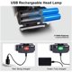 thumbnail image 5 of Linterna frontal LED, recargable por USB, linterna frontal única, IP64, resistente al agua, con zoom, 3 modos, giratoria, 800 lúmenes para correr, pescar, acampar Adepaton GX-187, 5 of 6