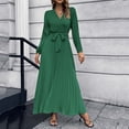 thumbnail image 2 of Lisingtool Summer Dresses for Women Sundresses for Women Autumn and Winter Women's Long Sleeved V Neck Dress Pleated A Line Skirt In The Long Casual Skirt S-XXL, 2 of 5