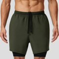 thumbnail image 4 of Men'S 2 in 1 Running Shorts Quick Dry Gym Athletic Workout Shorts for Men with Phone Pockets Green S, 4 of 8