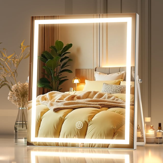 Espejo de tocador MINISO, 25 x 30 cm, luz LED con aumento de 5 aumentos