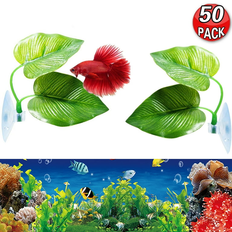 Betta Leaf Silicone Hammock Peace Plant Accessories, Betta Fish Leaf Rest  Bed, Betta Tank Decor (Pack of 50) for Small Fish Tanks, Large Fish Tanks