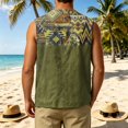 thumbnail image 5 of GrmtClth Casual Outdoor Fishing Mens Sleeveless Waistcoat, Aztec Navajo Zigzag Geometric Print V Neck Patchwork Tank Top Green L, 5 of 5