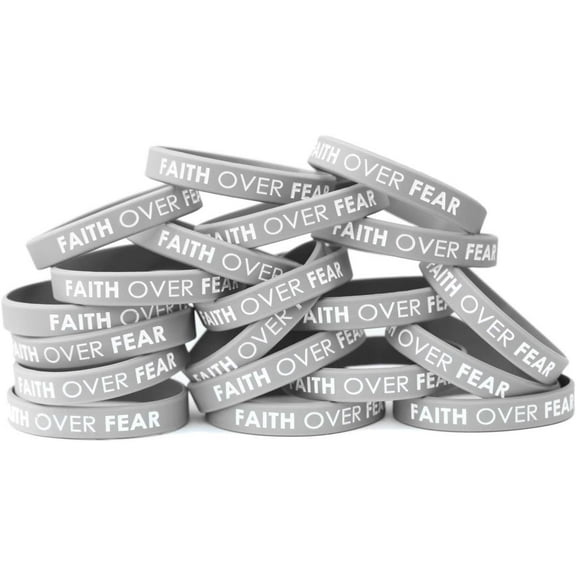 20 Faith Over Fear Inspirational Silicone Wristband Bracelets