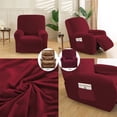 thumbnail image 3 of SHANNA Velvet Oversized Stretch Recliner Sofa Cover Furniture Cover 4 Pieces 1 Seat with Stretch Bottom and Side Pockets Washable,(Wine Red), 3 of 9