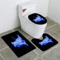 thumbnail image 1 of ABPHQTO Letra de fuego ardiente llama luz Juego de alfombras de baño de 3 piezas Alfombra de baño Alfombra de contorno y tapa de inodoro, 1 of 2
