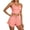 Pink, variant on Women Pajama Sleeveless Lace Trim Sleepwear With Shorts Set Sexy 2 Piece Nightwear