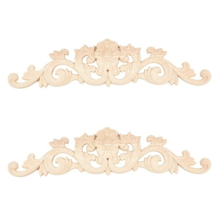 

4Pcs Wood Carved Long Onlay Applique for Unpainted Frame Door Decor