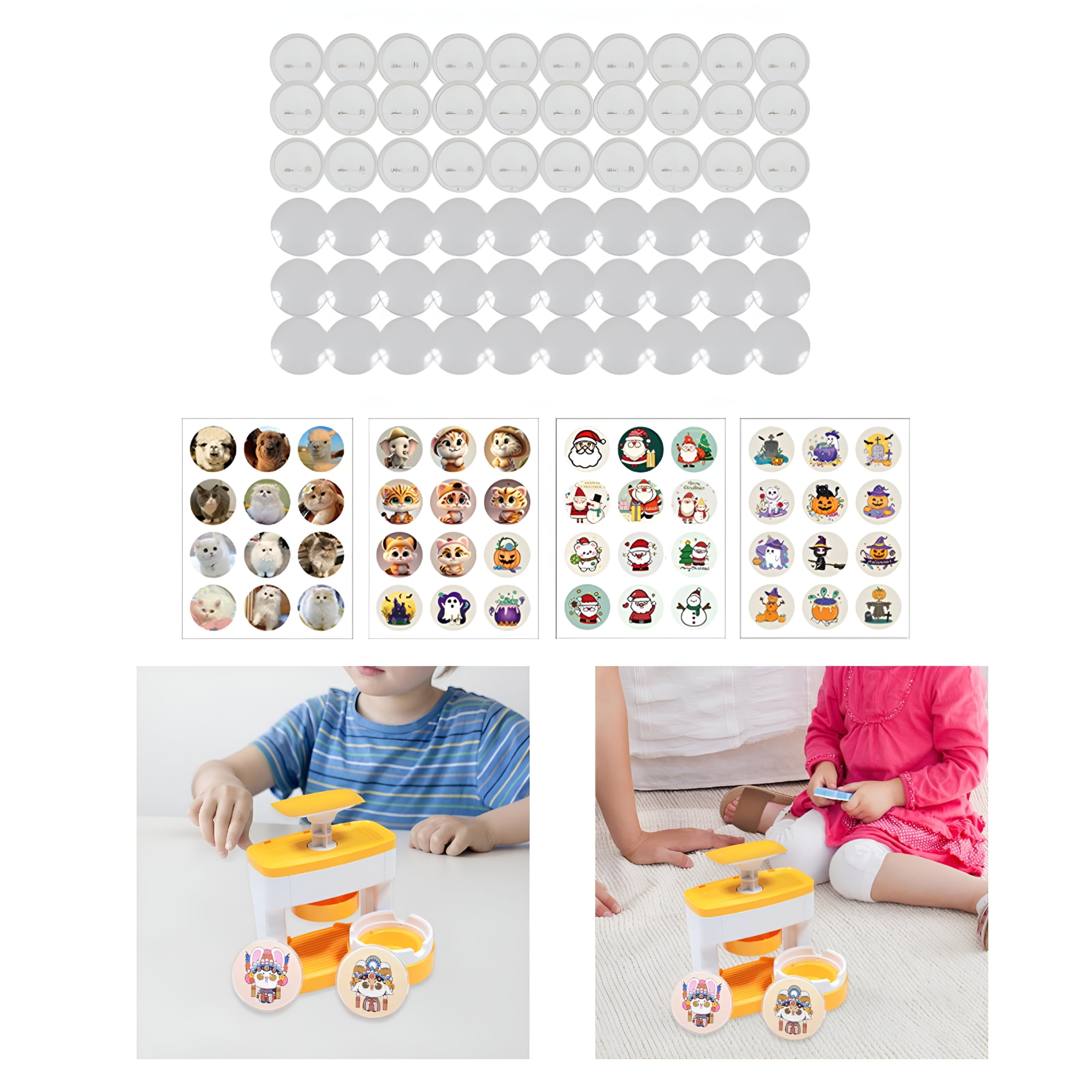EXLEAF 2026 New Button Badge Machine,Diy Badge Button Maker Press Machine,Diy Push Pull Button Making Machine Portable,Blank Button Pins Badge Making Clips Arts Crafts,Badge Button Makers