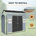 thumbnail image 6 of 8x4 FT Resin Storage Sheds Outdoor with Floor, Waterproof Plastic Sheds with 2 Windows and Lockable Door, Top Light Transmission Tool Shed for Backyard, Patio, Poolside, Bike, Gray, 6 of 7