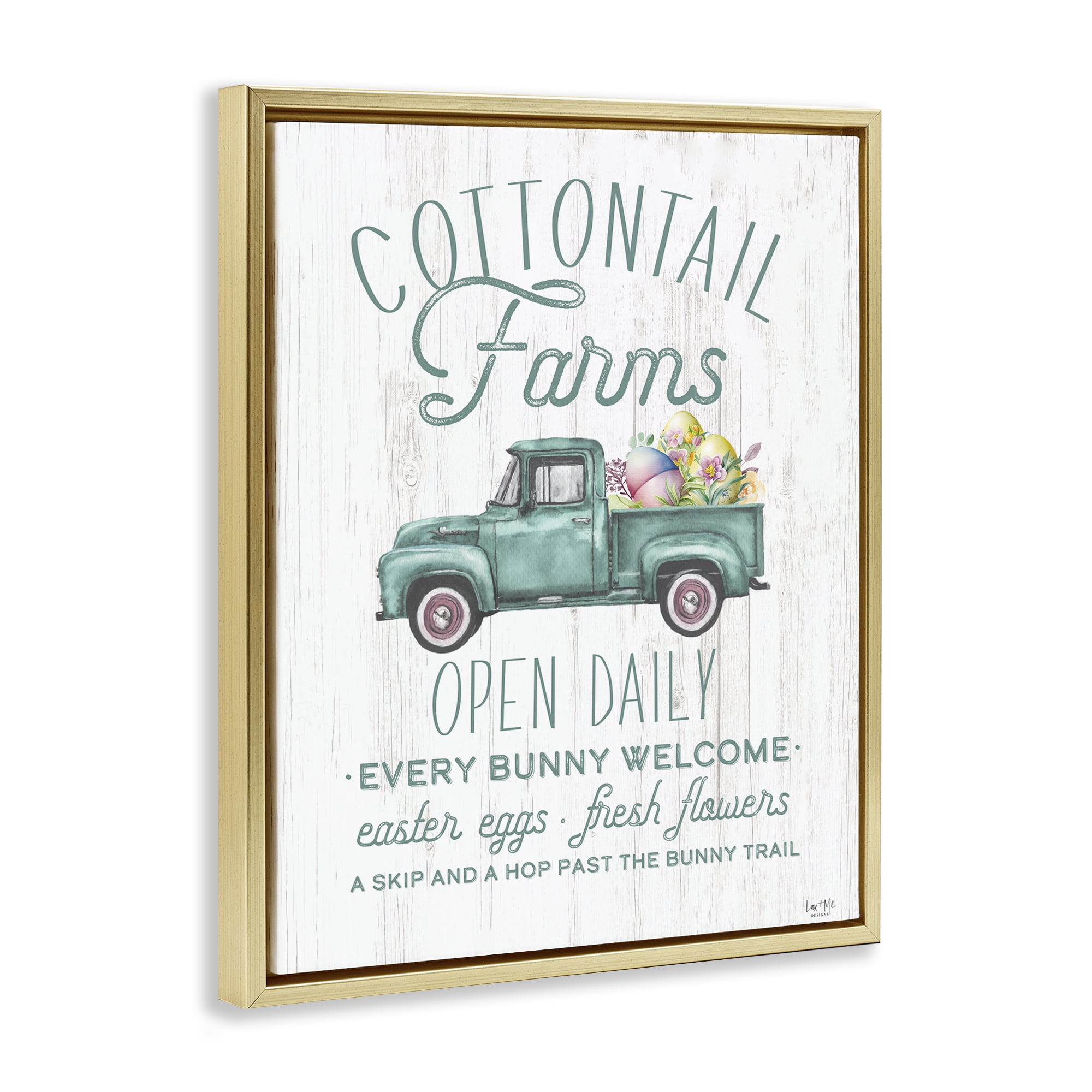 Stupell Industries Antique Cottontail Farms Gold Framed Floater Canvas Wall Art, design by Lux + Me Designs