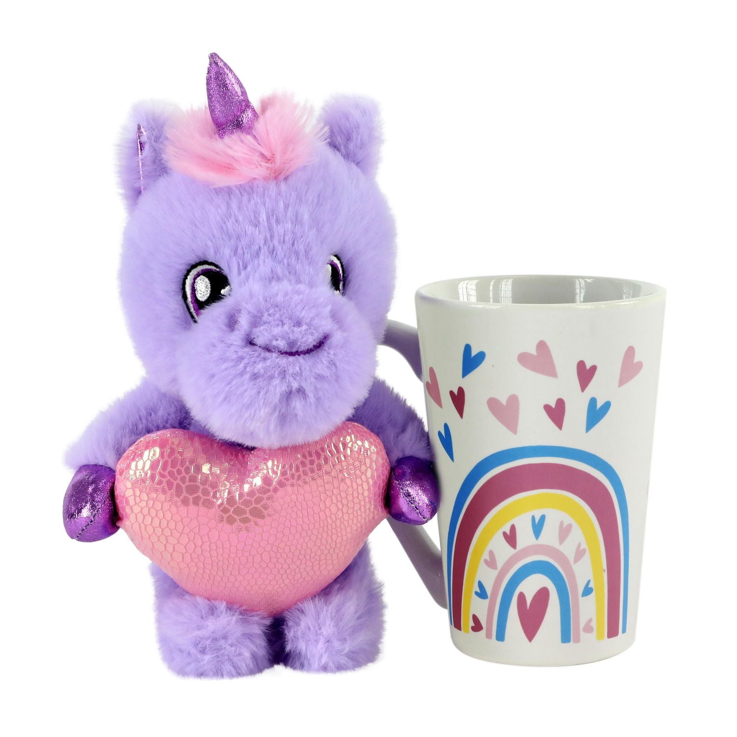 Way To Celebrate Valentine’s Day Plush Toy in Latte Mug, Unicorn