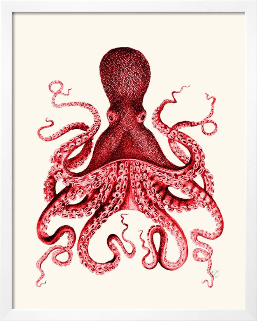 Red Octopus 3 Framed Print Wall Art By Fab Funky Walmart Com Walmart Com